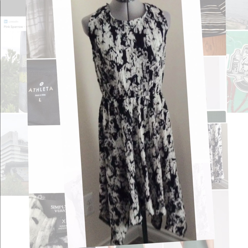 Simply Vera - pleated, sleeveless dress, B/W, XL